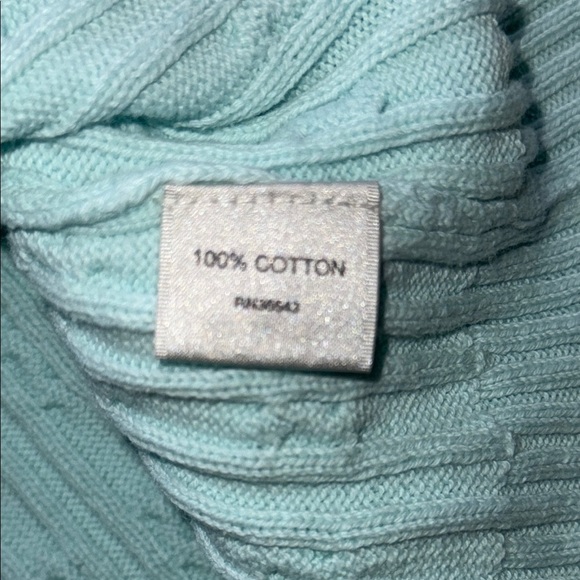 Van Heusen Light Blue Classic Cable Knit Sweater Cotton Ribbed V-Neck Cuffs Hem - Picture 8 of 13